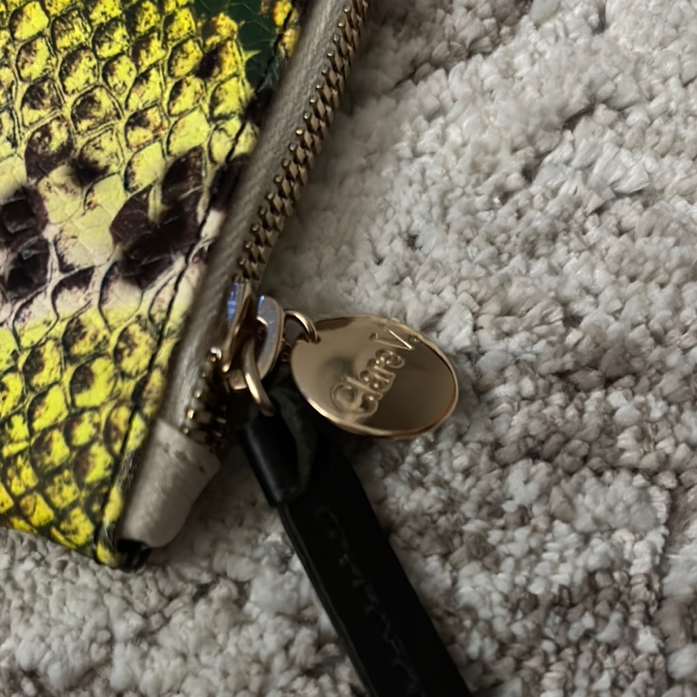 Clare V Yellow and Black Snakeskin Pouch - Picture 3 of 7